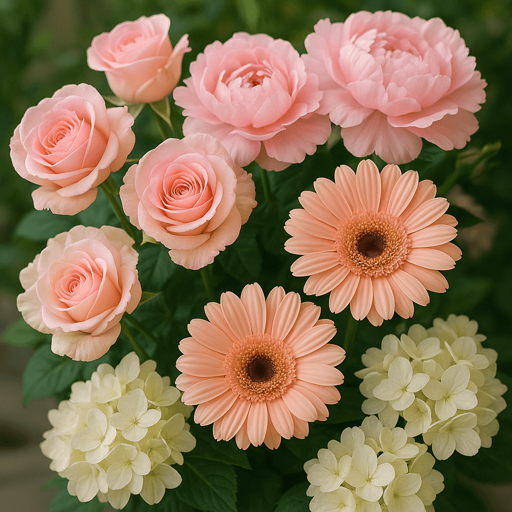 粉色玫瑰花园花束